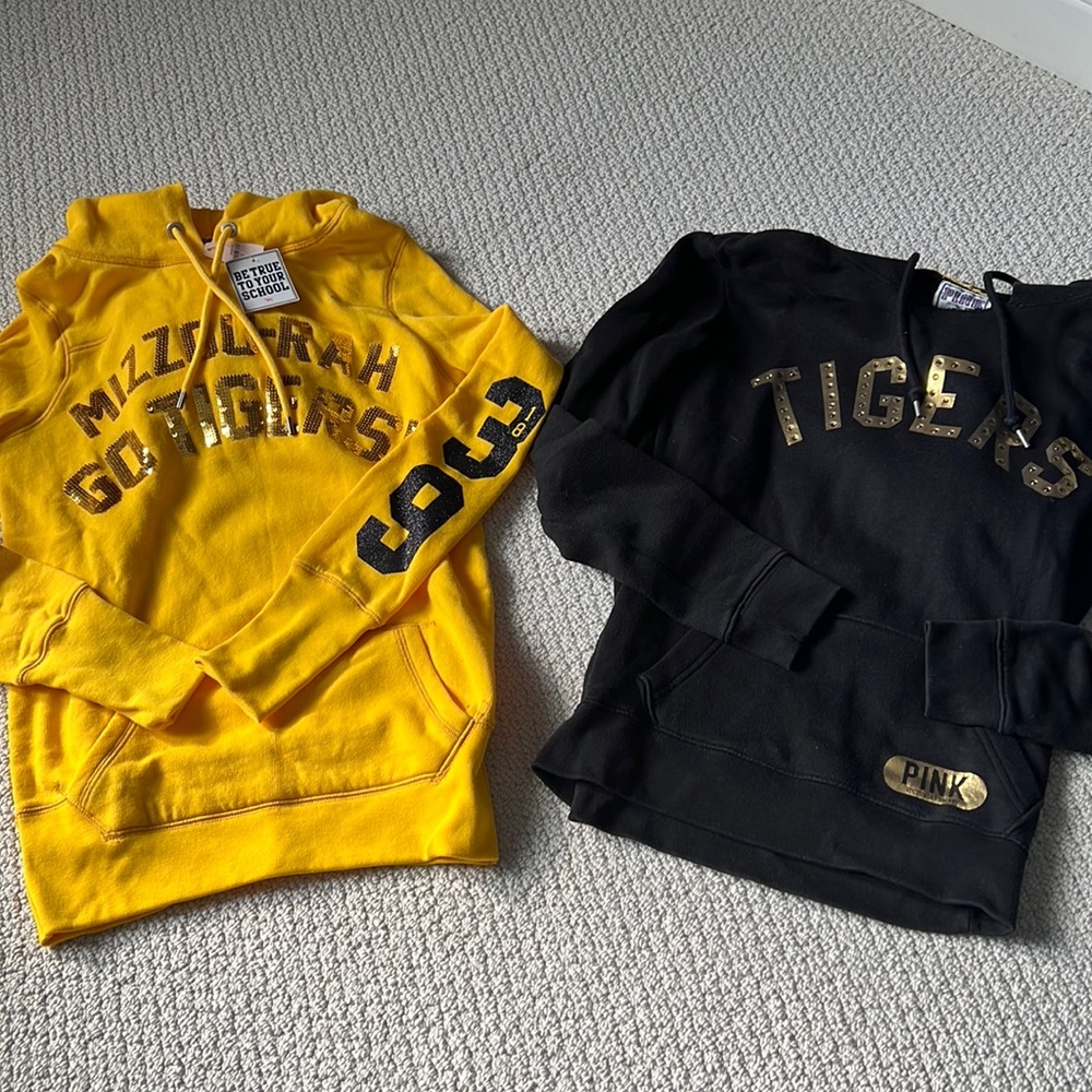 2 New Pink by VS Mizzou Bling Sweatshirts Size x-small